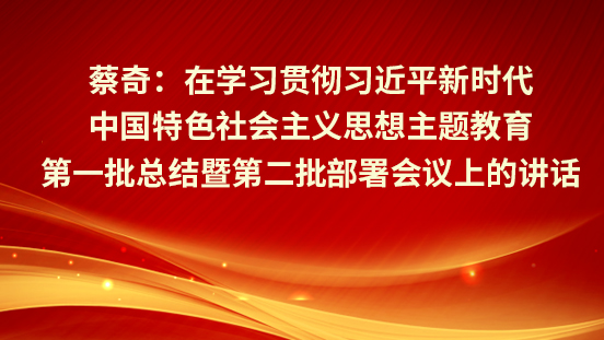  蔡奇：?在学习贯彻习近平新时代中国特色社会主义头脑主题教育第一批总结暨第二批安排聚会上的讲话